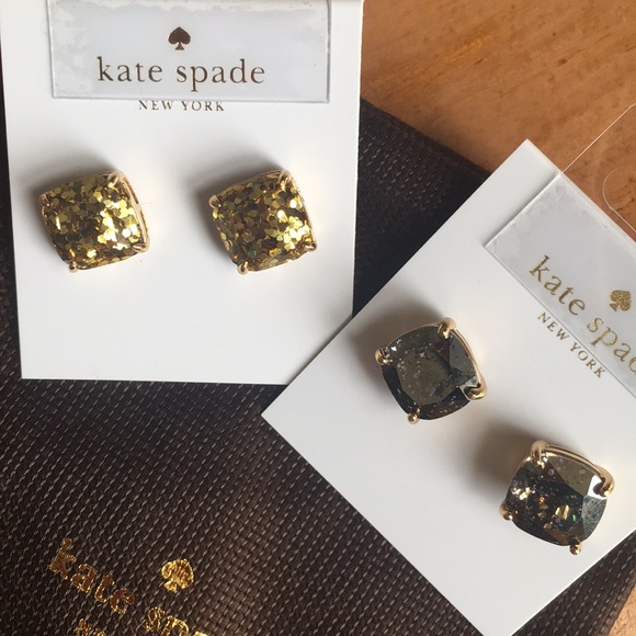 kate spade Jewelry - ♠️ Gold Glitter & Black Patina Gumdrop Earrings